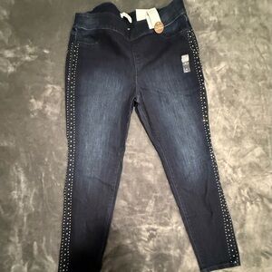 Lane Bryant Dark Blue Skinny Jeans with Studded Sides